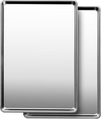 Commercial Quality Baking Sheet Pan Set, Natural Stainless Steel Cookie Sheet, Warp Resistant Nonstick Baker's Half Sheet Pan, Large Thick Cookie Tray Pans for Baking, Roasting(2 Pack, 18X13Inch)
