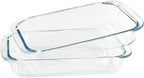 2 Pack 1-Quart Tempered Glass Oblong Baking Dishes, Personal Sized Bakeware and Cookware