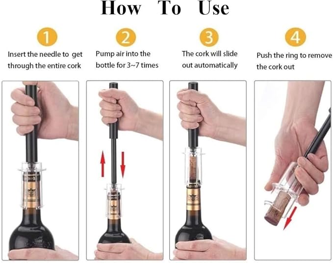 Air Pressure Pump Bottle Opener With Foil Cutter,Efficient|Lightweight|Funny Wine Opener,Simple Cork Remover,Efficient Corkscrew Bottle Opener,Great For Wine Lovers,Perfect Wine Gift. (3)