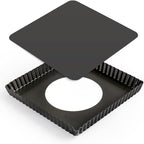 Square Pie Pan Nonstick Tart Pan With Removable Bottom Heavy Duty Carbon Steel Fluted Quiche Pan Tart Mold for Baking Mousse Cakes Dessert,8.2 x 1-Inch