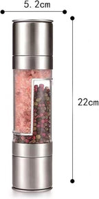 Salt and Pepper Shakers Grinder Set,2 in 1 Salt Grinder Refillable,Salt Shaker,Pepper Grinder（Stainless Steel - 8.7 Inch)