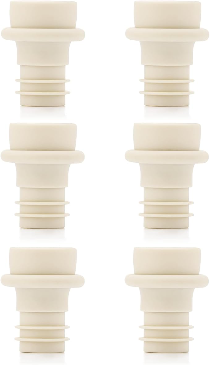 WOTOR Wine Stoppers Vacuum, Wine Saver, Wine Pump Vacuum Stoppers, Wine Preserver, Reusable Bottle Sealer Keeps Wine Fresh (Cream, 6 Pieces)