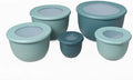 Wheat Straw Mixing Bowl Set with Lids - Green - Set of 10