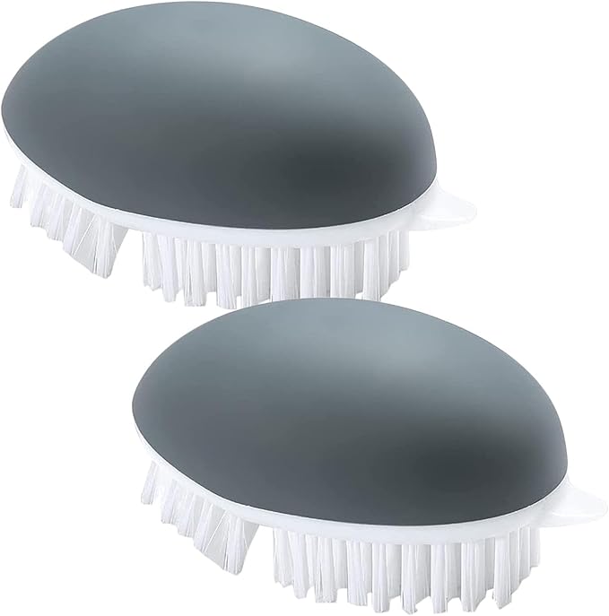 2pcs Vegetable Brush with Dots Remover Potato Scrubber Brush Fruit and Veggie Brushes for Cleaning Food, Corn Silk and Carrots(Color:Grey)