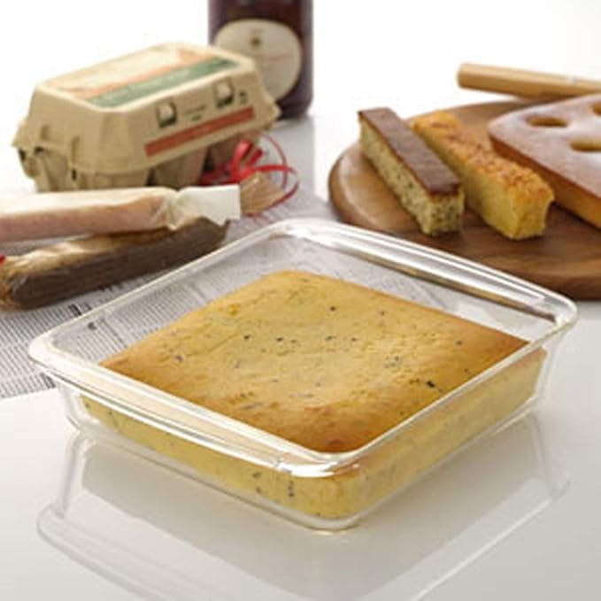 iwaki BC221 Heat Resistant Glass Cake Pan Au Gratin Dish, Square Shape, 7.1 x 7.1 inches (18 x 18 cm)