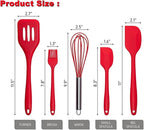 NatureMan 5 Pieces Non-Stick Food Silicone Kitchenware Utensils- Kids Cooking Sets - for Cooking Baking Mixing, Stirring-Ergonomic Dishwasher Safe（Red）