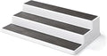 Copco 3-Tier Non-Skid Spice Rack Organizer for Kitchen Cabinet or Pantry, 15-Inch Tiered Shelf, White/Gray, Slip-Resistant Design for Jars and Bottles