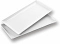 WishDeco Large Serving Platter Set of 2, Long Ceramic Serving Tray 16 inch, Rectangular Serving Dishes, White Plates for Entertaining, Fruit, Appetizer, Charcuterie, Oven & Dishwasher Safe