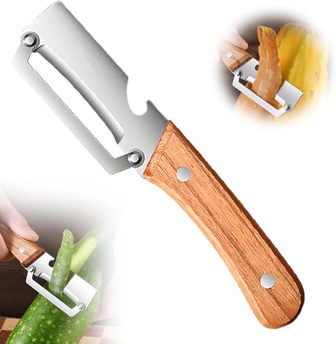 Multi-Functional Vegetable Peeler for Kitchen, 2026 Upgraded 2-in-1 2-in-1 Stainless Steel Fruit Peeler with Bottle Opener for Potatoes Carrots Cucumbers Kitchen Gadgets (1)