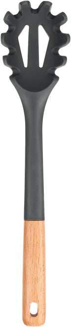 Silicone Pasta Fork, Kitchen Heat Resistant Noodle Spoon Server, BPA Free Spaghetti Strainer,12.8 inch (Grey)