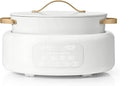 10-in-1 Electric Multi-Cooker by Drew Barrymore, 6-quart, digital display, 10 cooking functions, non-stick pot, easy one-touch control (White Icing)