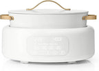 10-in-1 Electric Multi-Cooker by Drew Barrymore, 6-quart, digital display, 10 cooking functions, non-stick pot, easy one-touch control (White Icing)