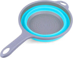 Kitchen Foldable Silicone Strainer Colanders, Collapsible Colanders with Handles, Space-Saver Folding Strainer Colander for Draining Pasta, Vegetable (Blue)
