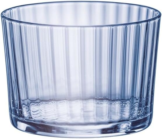 Bormioli Rocco Exclusiva Rum Glasses, Set of 12-7.25 Oz. Sapphire Blue Small Tumblers with Laser-Cut Rim & Shock-Enhanced Edge - Compact Star Glass Cups for Spirits & Mixed Drinks - Italian Made