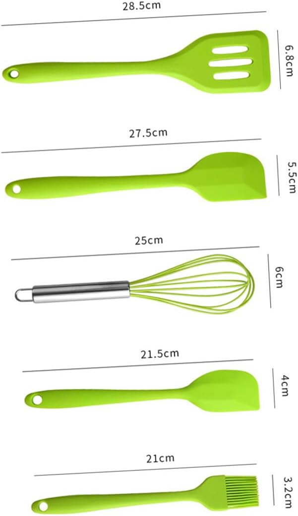 5pcs Silicone Kitchen Utensil Set Heat Resistant Non-stick Cooking Gadgets with Whisk Shovel Brush Scrapers for Baking and Cooking Space-saving Hanging Design Tools