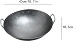 Wok Pfanne Traditioneller Handgehämmerter Wok Aus Refined Iron Mit Two Handles，1,8 MM Dick Wok (Rundboden) (Size : 40cm/15.7in)