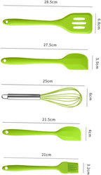 5pcs Kitchen Silicone Utensil Set Green Nonstick Baking Tools with Egg Whisk and Spatula Food-grade Silicone Cooking Gadgets for Mixing Scraping and Stirring