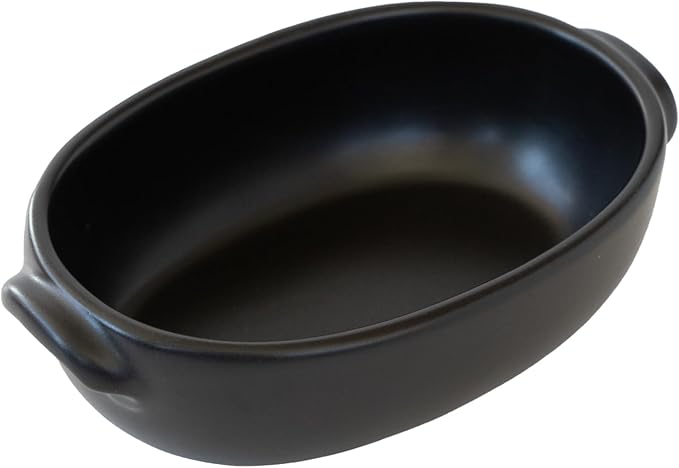 Banko Ware Au Gratin Dish, Small, For One Person Diameter Approx. 7.5 inches (19 cm), Heat Resistant, Ceramic, Oven Safe, Direct Fire, Microwave and Dishwasher Safe, Black, Made in Japan