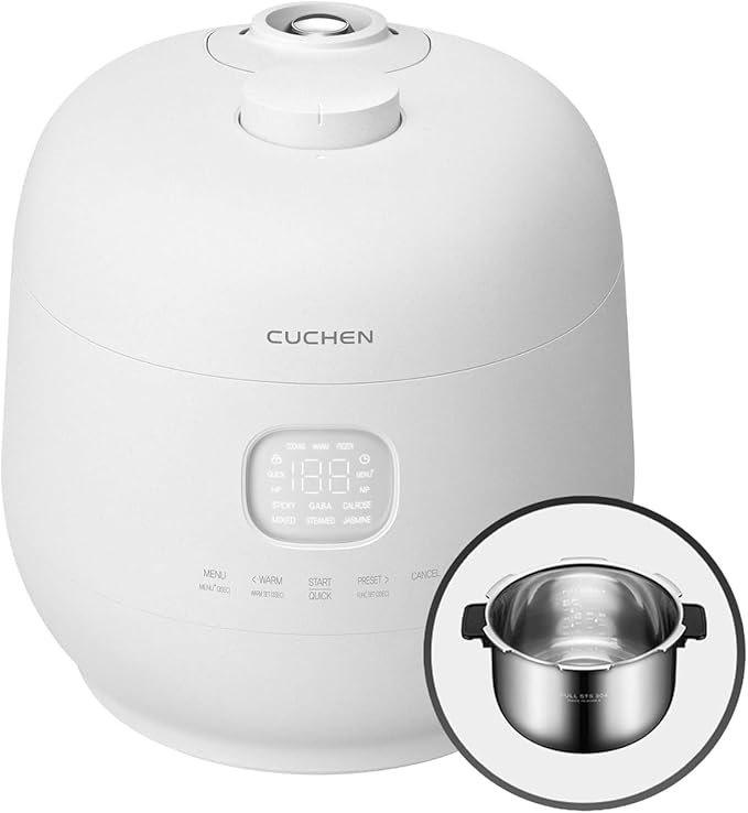 Cuchen 10-Cup Premium IH Pressure Rice Cooker & Multi-Cooker, Full 304Ti Stainless Steel Inner Pot, Dual High/Non-Pressure, Slow Cook & Auto Steam Clean (CRH-TWS1010PWUS)