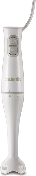 Proctor Silex Electric Immersion Blender with Detachable Dishwasher Safe Handheld Hand Blender Stick, 2-Speeds, 150 Watts, White (59739)