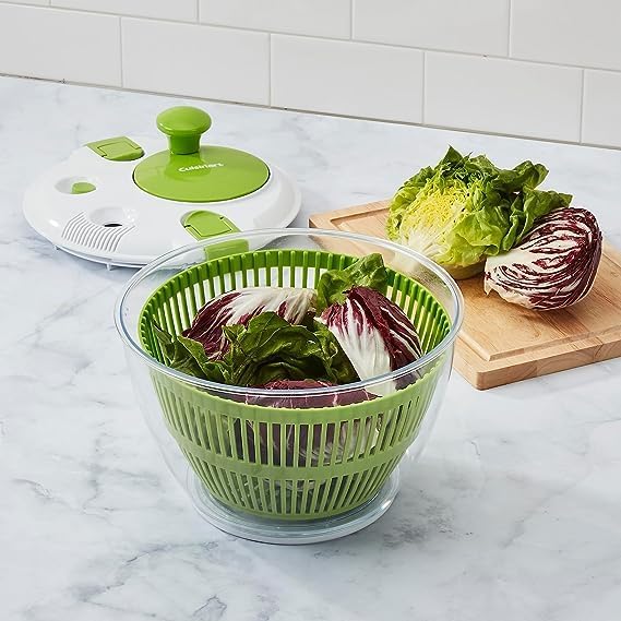 Cuisinart Large Spin Stop Salad Spinner- Wash,Spin & Dry Salad Greens,Fruits & Vegetables,5qt,CTG-00-SAS1,(Pack of 4)