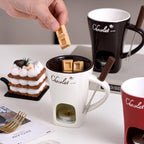 Chocolate Melting Mug With Candle, Ceramic Fondue Mug Meltie Cup, Melting Love Cup, Ideal Gifts For Christmas, Birthday, Wedding (White)