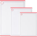Kikcoin Plastic Cutting Boards for Kitchen, 3-Piece Large Cutting Board Set Dishwasher Safe Chopping Boards with Non-slip Feet and Juice Grooves, Pink