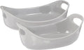 Rachael Ray Ceramics Bubble and Brown Oval Baker Set, 2-Piece, Light Sea Salt Gray -