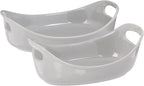 Rachael Ray Ceramics Bubble and Brown Oval Baker Set, 2-Piece, Light Sea Salt Gray -