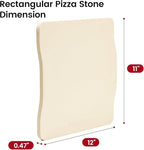 Pizza Stone, 12"x11" Rectangular Pizza Stones for Oven Grill BBQ, Cordierite Baking Stone for Pizza Bread Pie with Unique 2 Handles Design