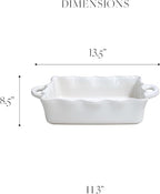 Casafina Ceramic 13.5" x 8.5" Rectangular Ruffled Baker - Cook & Host Collection, Robin's Egg Blue | Oven & Dishwasher Safe Bakeware | Food Safe Glazing | Restaurant Quality Dinnerware