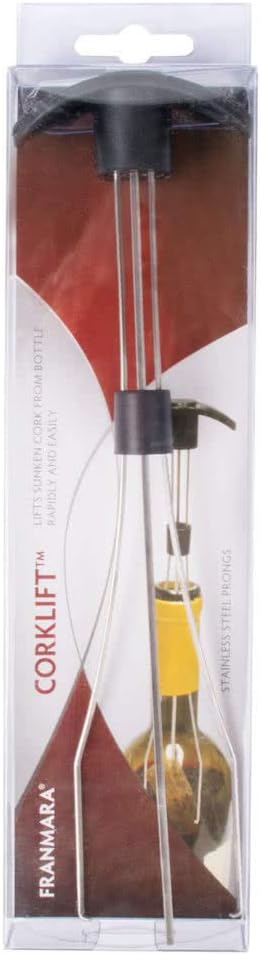 Stainless Steel 3-Pronged Wine Bottle Cork Retriever with Black Handle