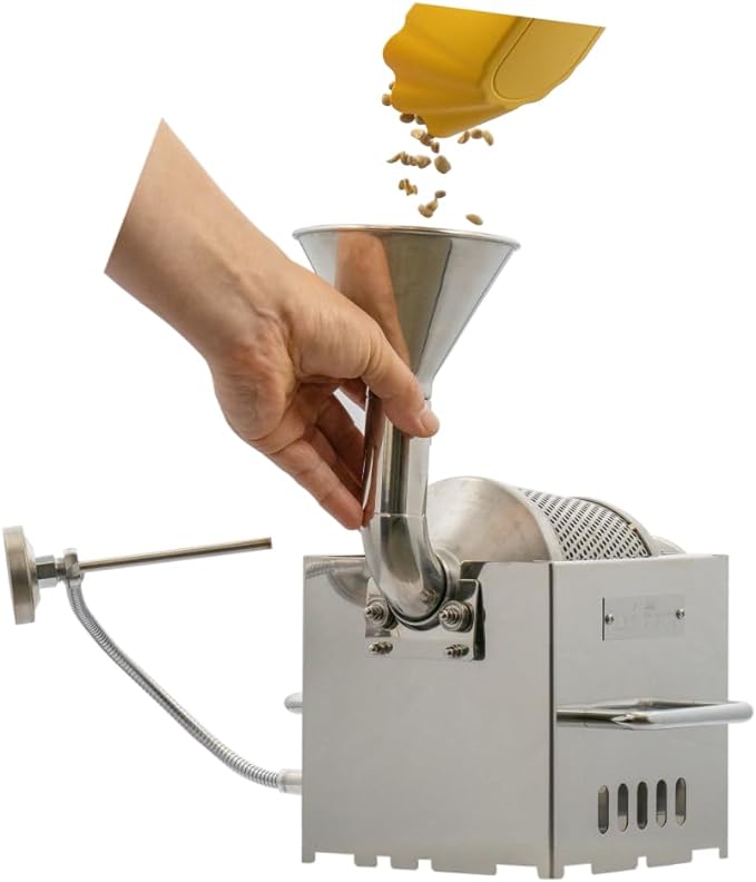 KALDI Mini Home Coffee Gas Roaster - 200g Capacity, Choice of Manual Handle or Motor Drive, Hopper/Sampler as option, Gas Burner Required (Motorized, Roaster Only)