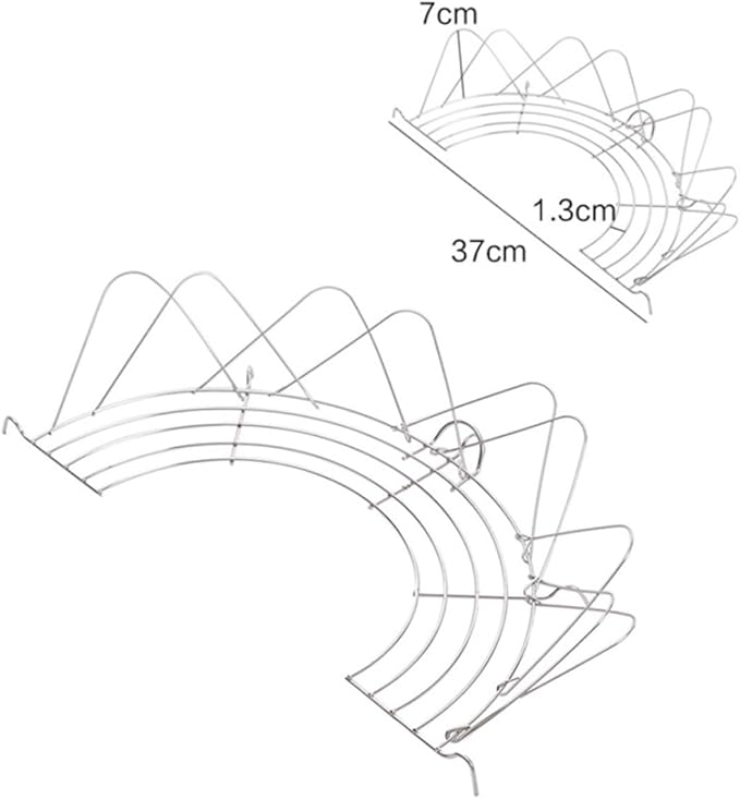 KALLORY 2Pcs Foldable Semicircle Oil Draining Rack 38Cm Stainless Steel Kitchen Gadget for Frying and Steaming Home Cooking Tools