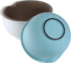 Set of 3 Mixing Bowls with Pour Spout-Nesting Design Saves Space - Non-Slip, BPA Free, Dishwasher Safe Plastic - Kitchen Cooking and Baking Supplies (Blue Grey white)