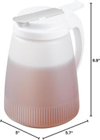 Restaurantware-Chef 101 48 Ounce All Purpose Syrup Dispenser, 1 Honey Dispenser - White Top, Stainless Steel Slide Cover, Plastic Pancake Syrup Bottle, Perfect For Diners, Restaurants, Home