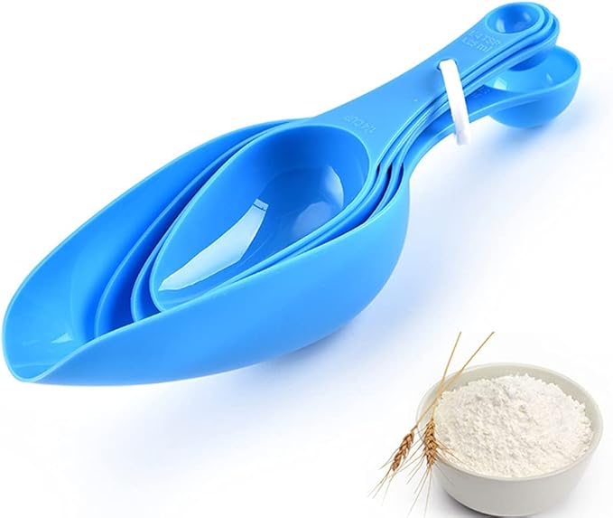 Double Ended Plastic Measuring Scoops & Spoons Set of 4 - Kitchen Scoops for Ice Flour Powder Spice Pet Food - Measuring Tools Great for Dry and Liquid Ingredients (Purple)