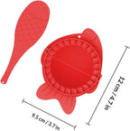 Dumpling Maker Tools Set 4pcs Red Plastic Dumplings Press Molds with Spoons Kitchen Gadget for Cooking and Baking