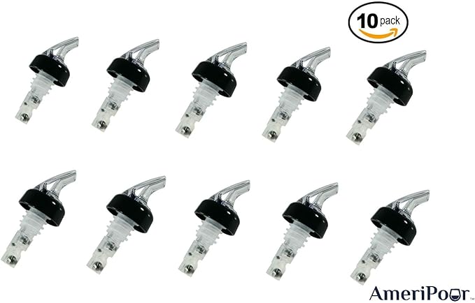Measured Pourer - Liquor Bottle Pourers - Collared -(10pk) Made 100% In The USA. Bar Spouts That Don't Leak - No Cracks, Just A Perfect Cocktail Pour Everytime. Great for Wine Too! (2oz)