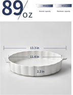 Samsle Ceramic Pie Pan For Baking,13Inch Round Baking Dish With Double Handle,Pie Plate With Ruffled Edge-Microwave, Dishwasher, and Oven Safe