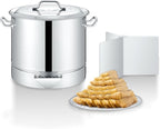 Concord Stainless Steel Tamales Steamer Pot. Mi Abuela Series with Exterior Water Refill Spout, Divider, and Removable Steamer Rack (30 Quart)