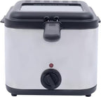Electric Deep Fryer with Basket 1000W Countertop Deep Fryer Stainless Steel 2.5 L Oil Capacity for French Fry Restaurants Fast Food Stands Snack Bars Parties