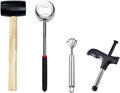 Healifty Stainless Steel Coconut Opener Tool Set 4pcs with Scraper Grater Puncher for Home Kitchen Use Household Coconut Shell Breaker and Meat Removal Gadget