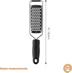 MasterChef Cheese Grater Handheld, Kitchen Food Shredder Tool for Grating Parmesan, Garlic, Ginger etc, Small Flat Zester Grater, Stainless Steel with Non Slip Rubber Foot and Easy Grip Handle