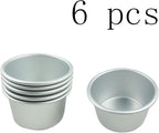 6 Packs Popover Pan， Large Individual Muffin Mold, Aluminium Pudding Cup, Chocolate Molten Mould, Raspberry Souffle Baking Maker, Brownie Tumbler -for Pie, Egg Tart, Cake (Size 3.4"x 2")