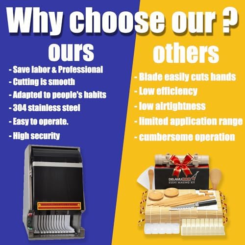 Automatic Sushi Cutting Machine - Stainless Steel Sushi Roll Slicer, Desktop Cutter for 8/10/12 Pieces, Essential Cook's Tool & Gadget Set for Perfect Sushi Rolls