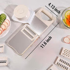 NACOLUS 6-Blade Mandoline Slicer with Slide-On Hand Guard - Vegetable Slicer, Potato/Onion/Garlic Slicer, Kitchen Grater(Multi-Color) (Beige, 6-in-1)