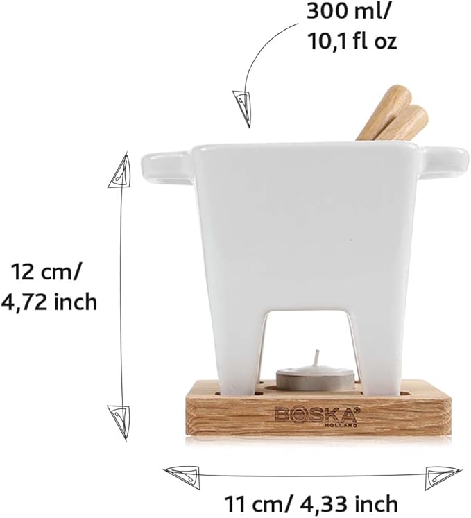 Boska Tapas Fondue Bianco - for 174 Grams of Melted Cheese - 300 ml