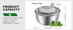 Stainless Steel Salad Spinner, 5L Capacity Vegetable Washer, Lettuce Dryer with Non-Slip Base and Stop Button, 9.65 Inch Diameter Salad Bowl Fruit Washer