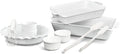 GOURMETEDGE 10-Piece Stackable Ceramic Bakeware Set - Ideal Mother's Day Gift, Non-Toxic Non-Stick Oven Safe, PFOA & PFOS Free, Includes Baking Dishes, Pie Plate, Ramekins & Silicone Tools (White)